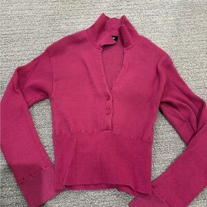 Chic Magenta Button-Up Sweater